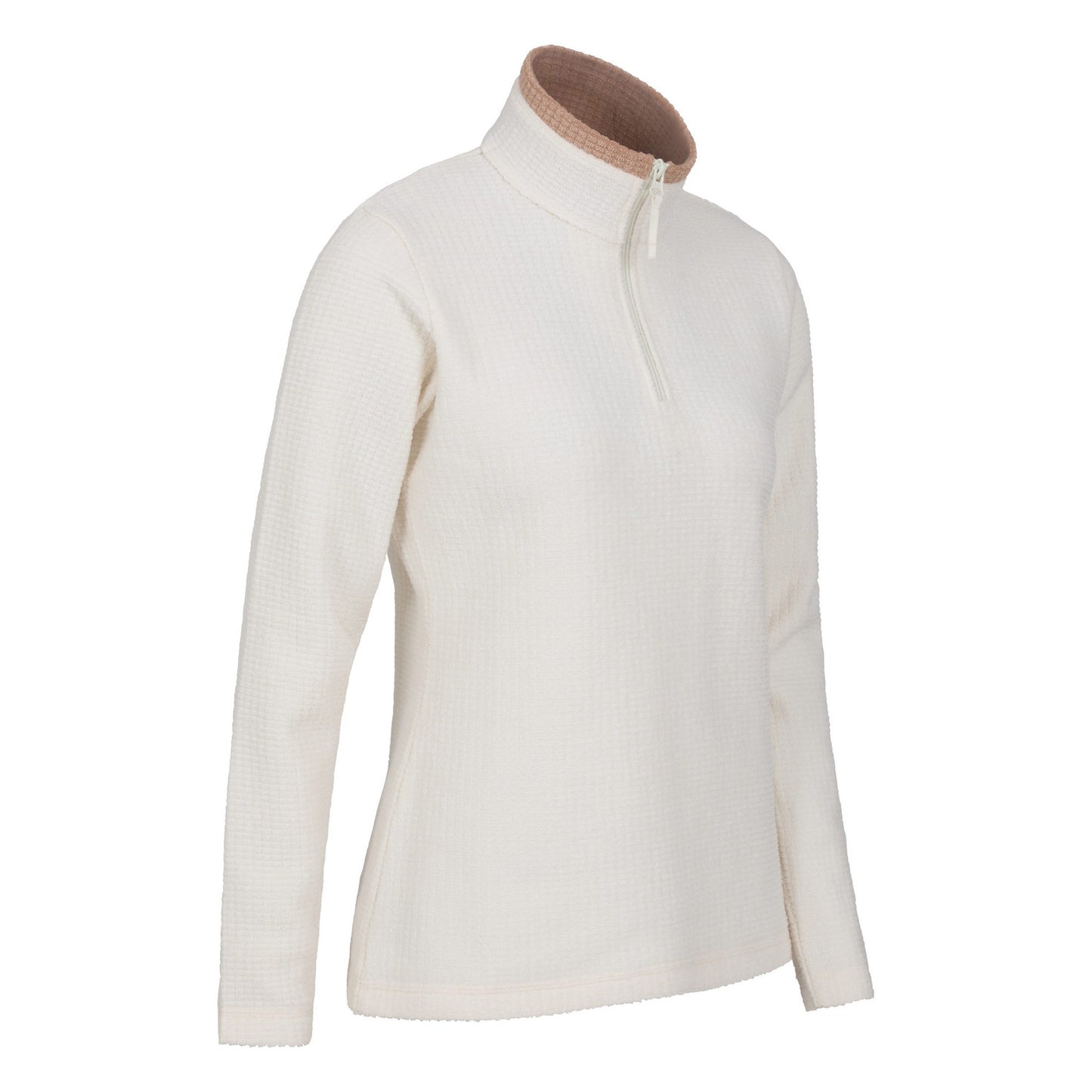 Tan - Side - Mountain Warehouse Womens-Ladies Waffle Half Zip Fleece Top
