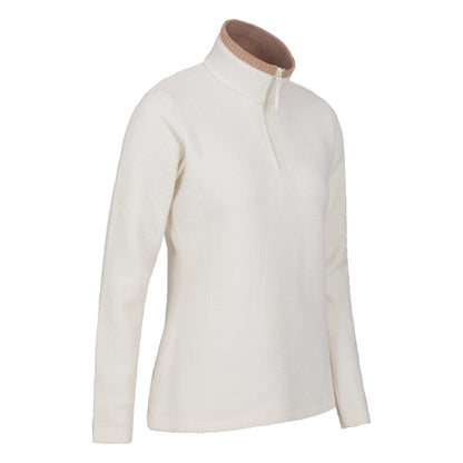 Tan - Side - Mountain Warehouse Womens-Ladies Waffle Half Zip Fleece Top