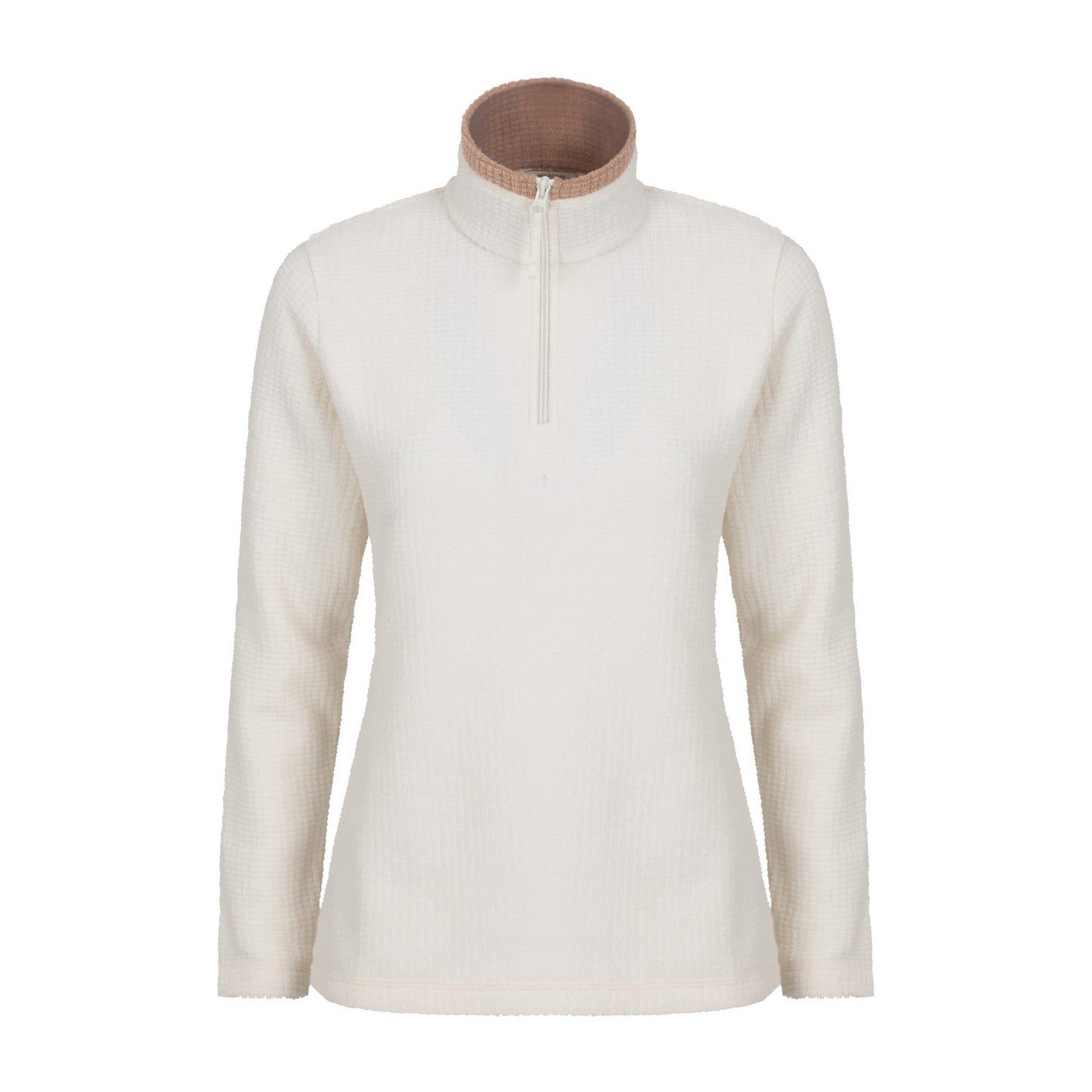 Tan - Front - Mountain Warehouse Womens-Ladies Waffle Half Zip Fleece Top