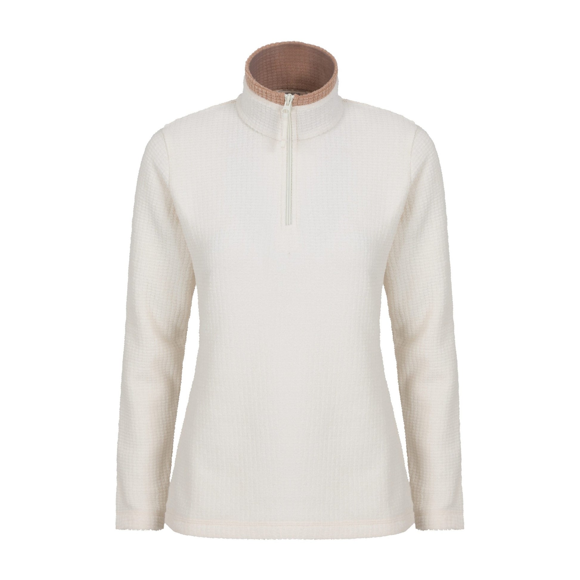 Tan - Front - Mountain Warehouse Womens-Ladies Waffle Half Zip Fleece Top