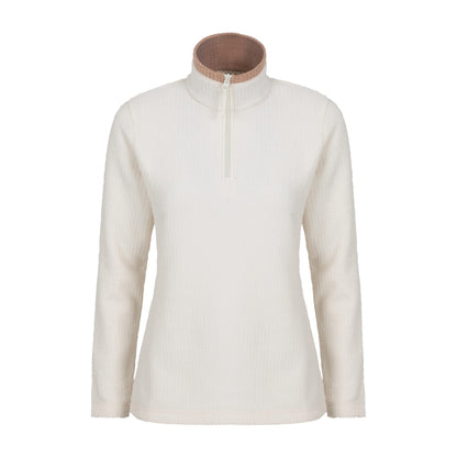 Tan - Front - Mountain Warehouse Womens-Ladies Waffle Half Zip Fleece Top
