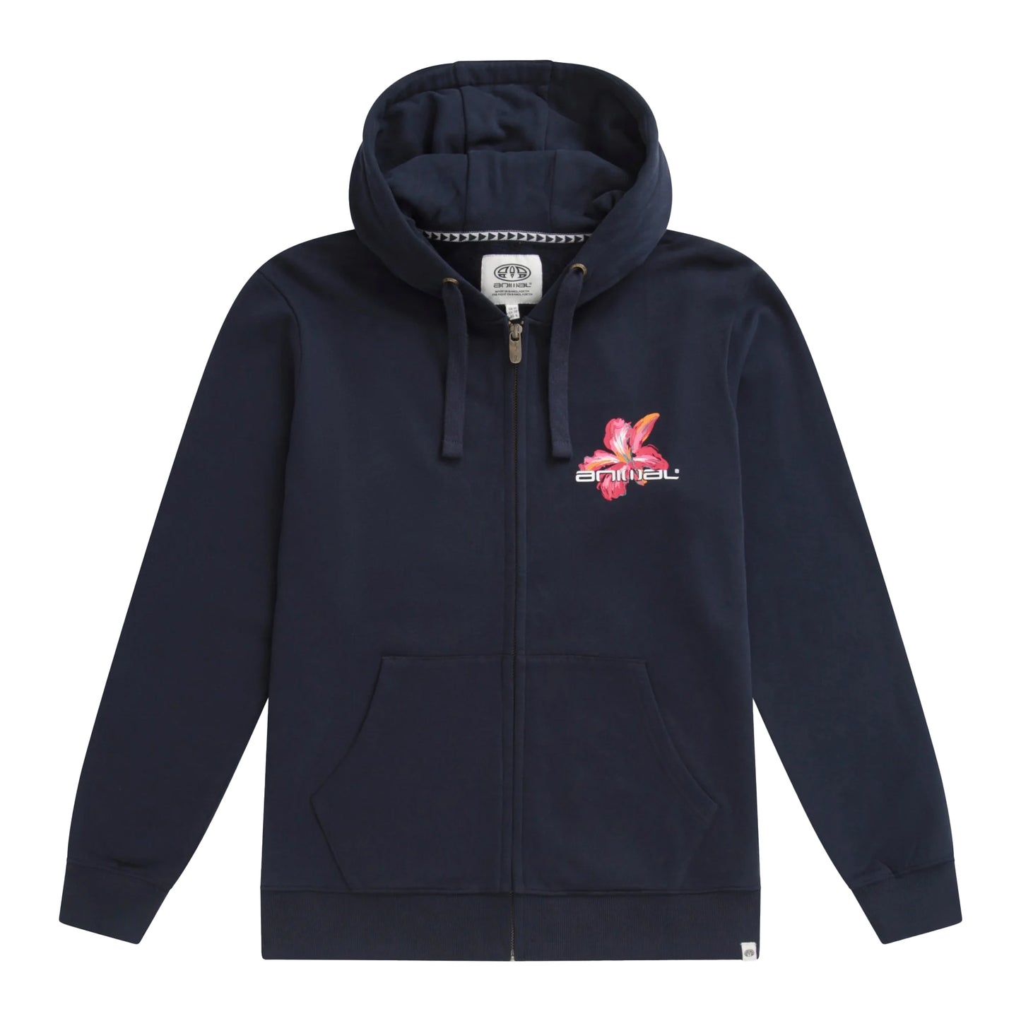 Navy - Front - Animal Womens-Ladies Maya Graphic Print Organic Hoodie