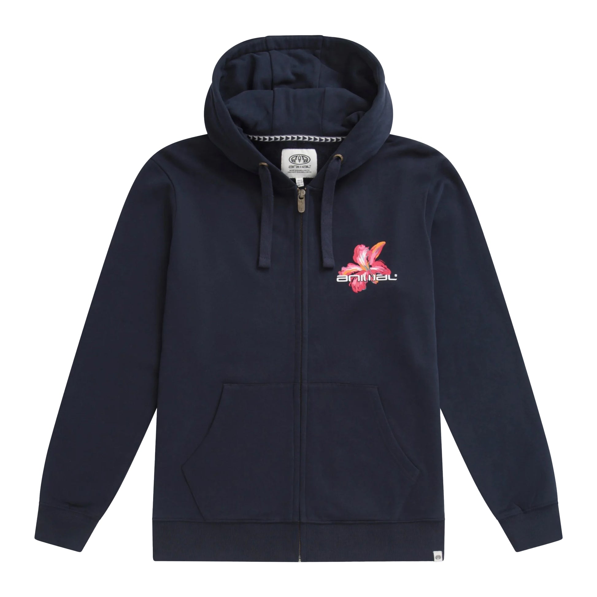 Navy - Front - Animal Womens-Ladies Maya Graphic Print Organic Hoodie