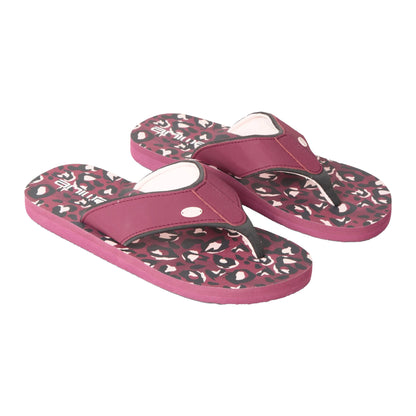 Burgundy - Front - Animal Womens-Ladies Swish Leopard Print Recycled Flip Flops