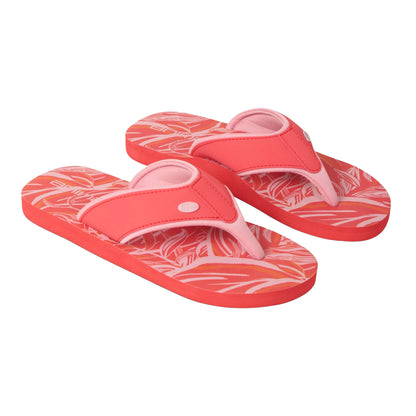 Orange - Front - Animal Womens-Ladies Swish Leaf Print Recycled Flip Flops