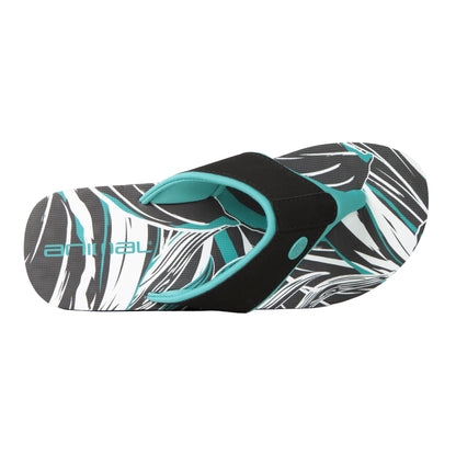 Dark Teal - Back - Animal Womens-Ladies Swish Patterned Recycled Flip Flops