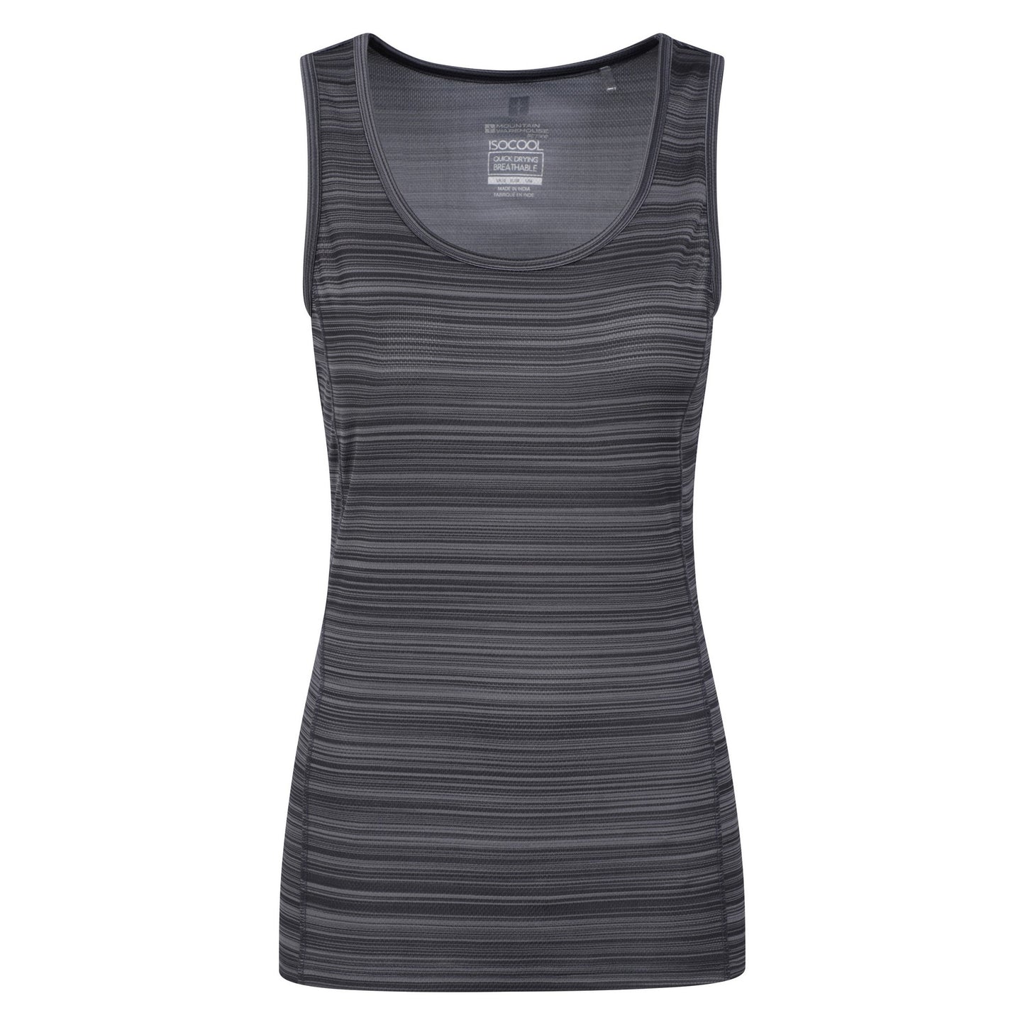 Dark Grey - Front - Mountain Warehouse Womens-Ladies Striped Tank Top