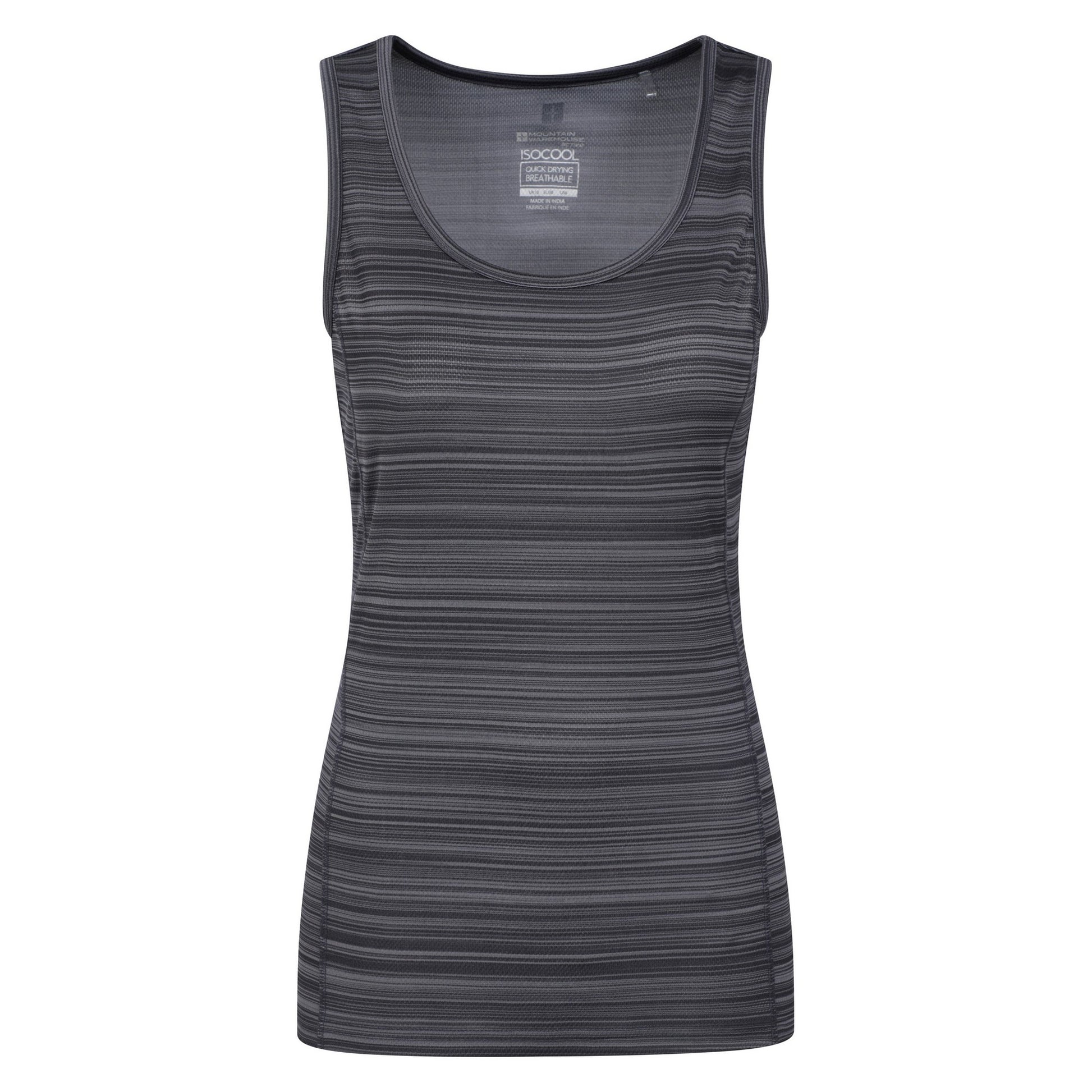 Dark Grey - Front - Mountain Warehouse Womens-Ladies Striped Tank Top