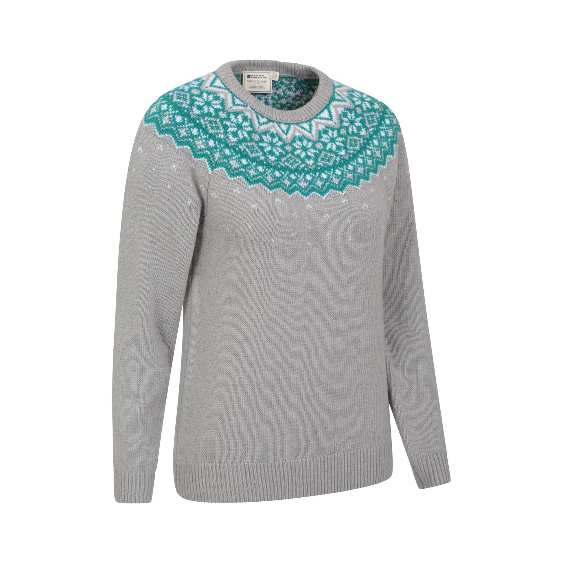Grey - Side - Mountain Warehouse Womens-Ladies Fair Isle Knitted Jumper