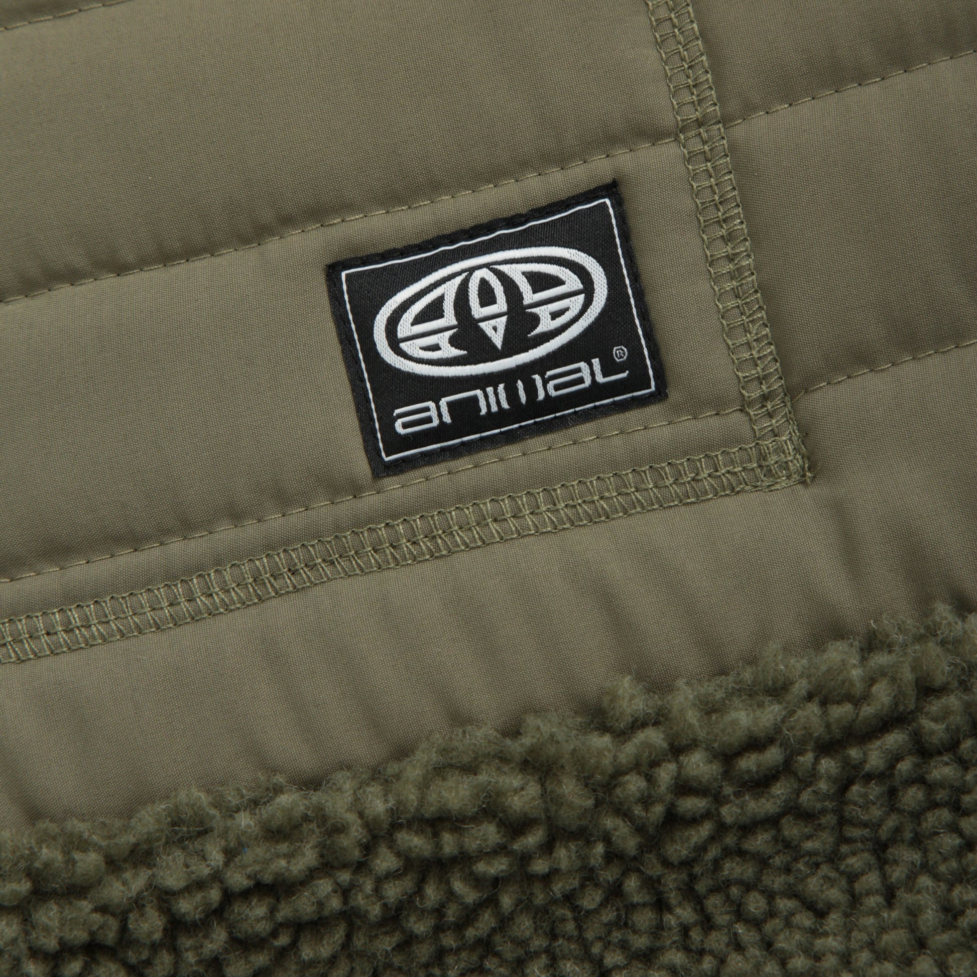 Khaki Green - Side - Animal Mens Hennie Borg Recycled Fleece Jacket