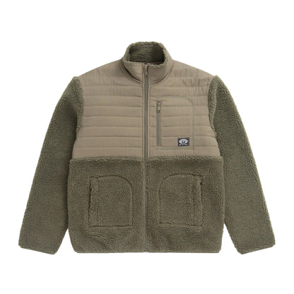 Khaki Green - Front - Animal Mens Hennie Borg Recycled Fleece Jacket