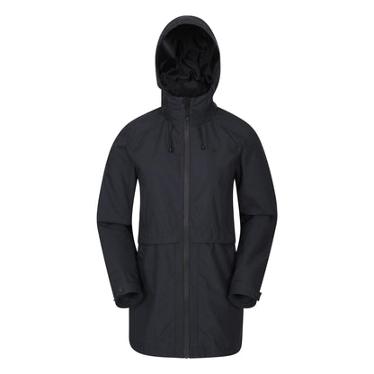 Black - Front - Mountain Warehouse Womens-Ladies Rain Drops Long Length Waterproof Jacket