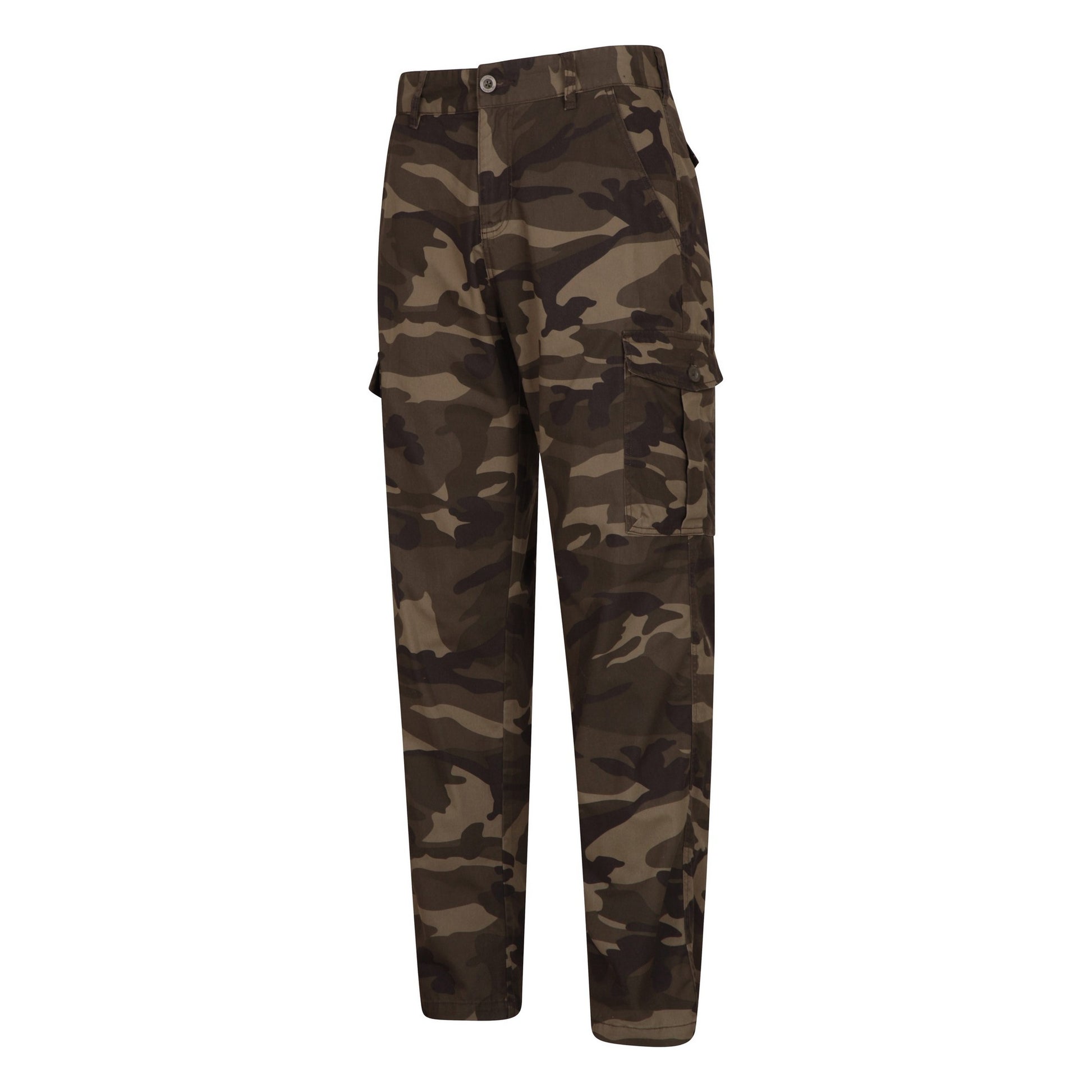 Camouflage Green - Side - Mountain Warehouse Mens Lakeside Camo Cargo Trousers
