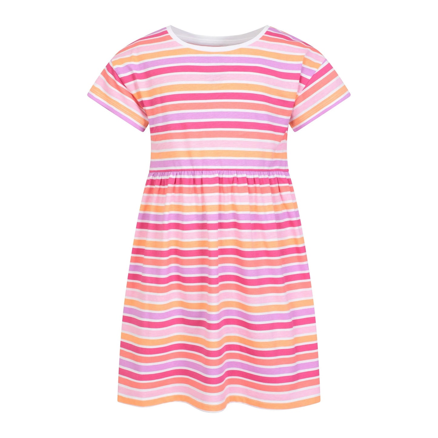 Coral - Front - Mountain Warehouse Girls Essentials Lora Striped Casual Dress