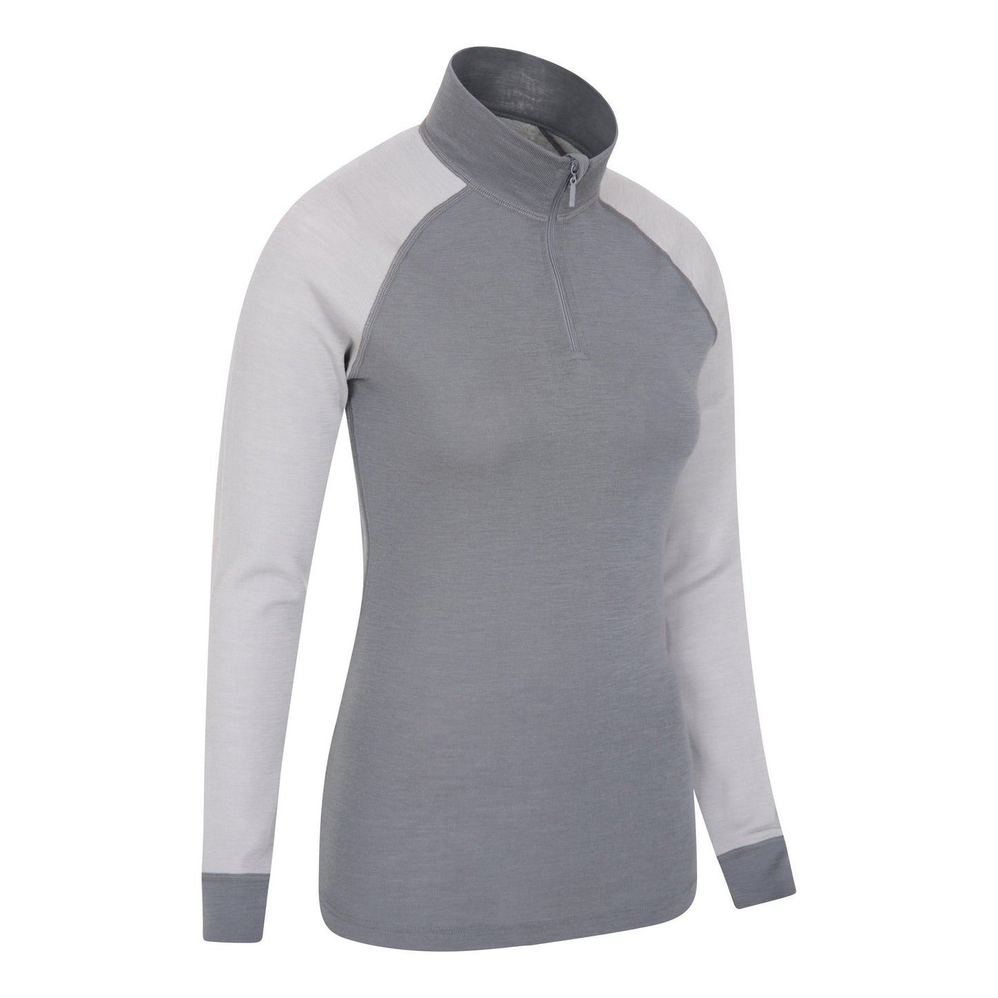 Grey - Back - Mountain Warehouse Womens-Ladies Merino Wool Zip Neck Thermal Top