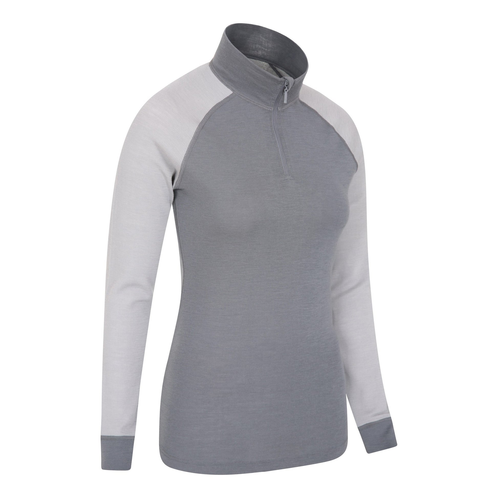 Grey - Back - Mountain Warehouse Womens-Ladies Merino Wool Zip Neck Thermal Top