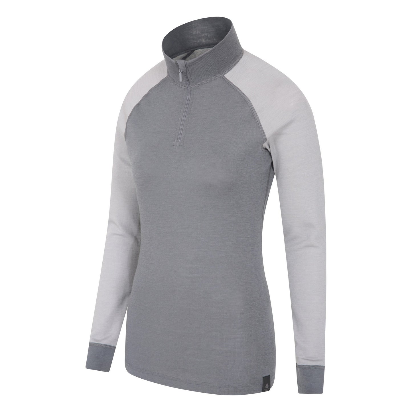 Grey - Side - Mountain Warehouse Womens-Ladies Merino Wool Zip Neck Thermal Top