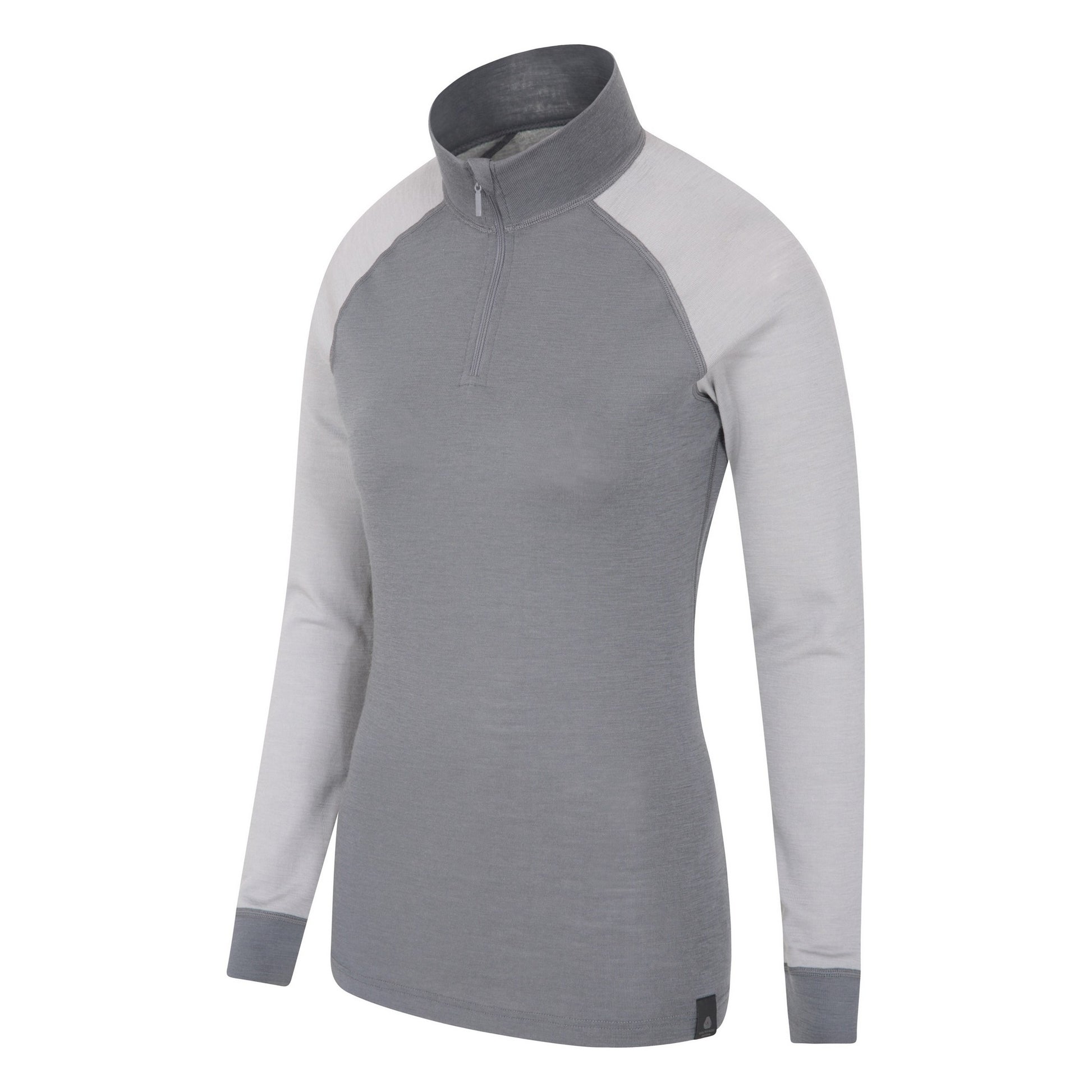 Grey - Side - Mountain Warehouse Womens-Ladies Merino Wool Zip Neck Thermal Top