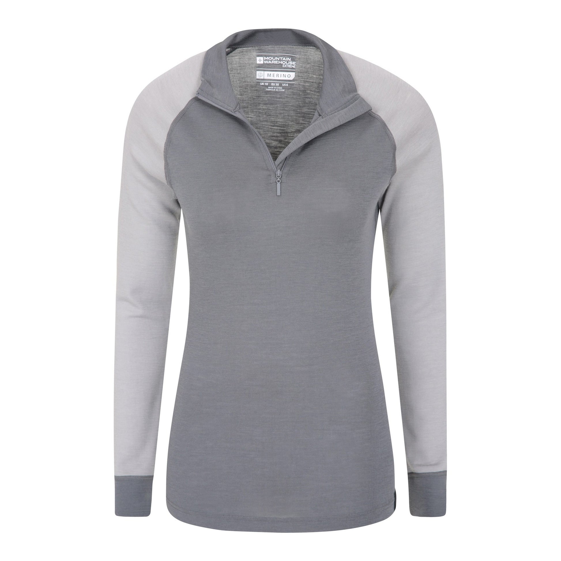Grey - Lifestyle - Mountain Warehouse Womens-Ladies Merino Wool Zip Neck Thermal Top
