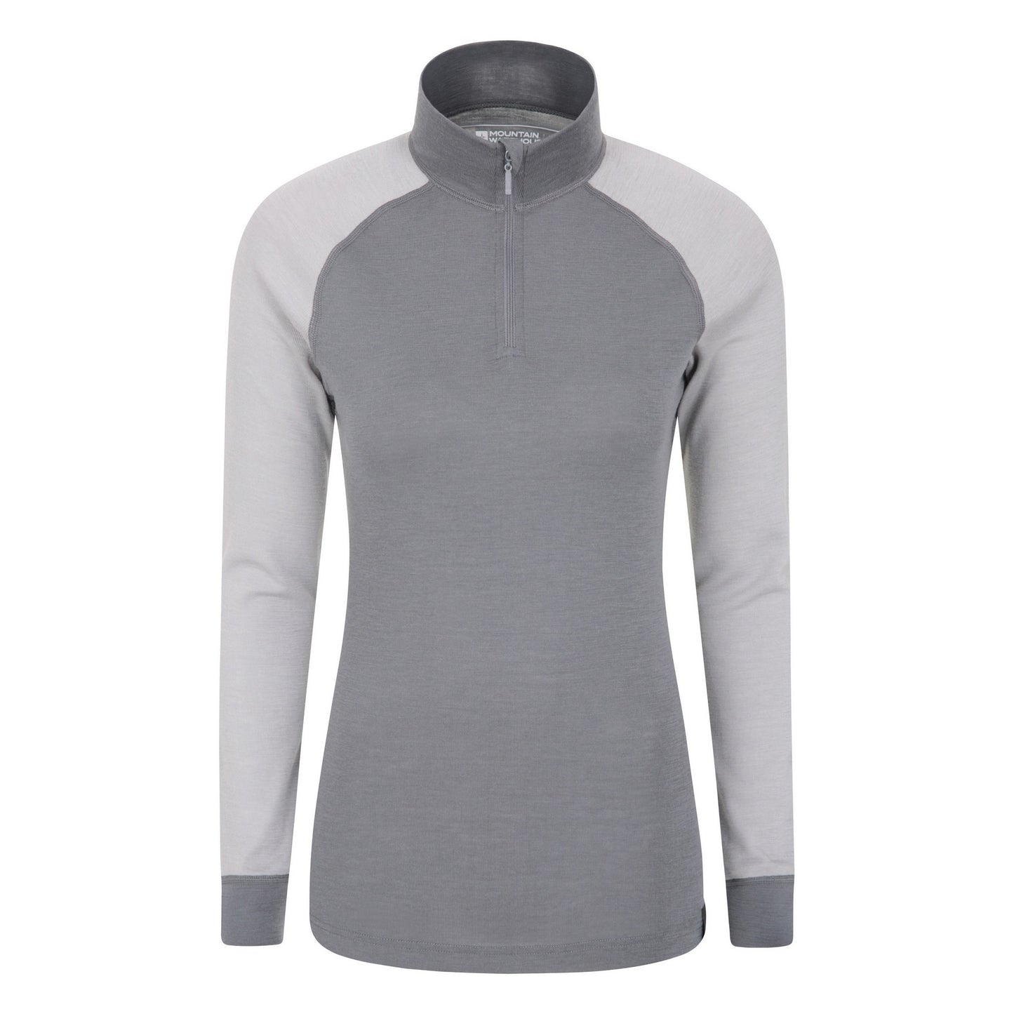 Grey - Front - Mountain Warehouse Womens-Ladies Merino Wool Zip Neck Thermal Top