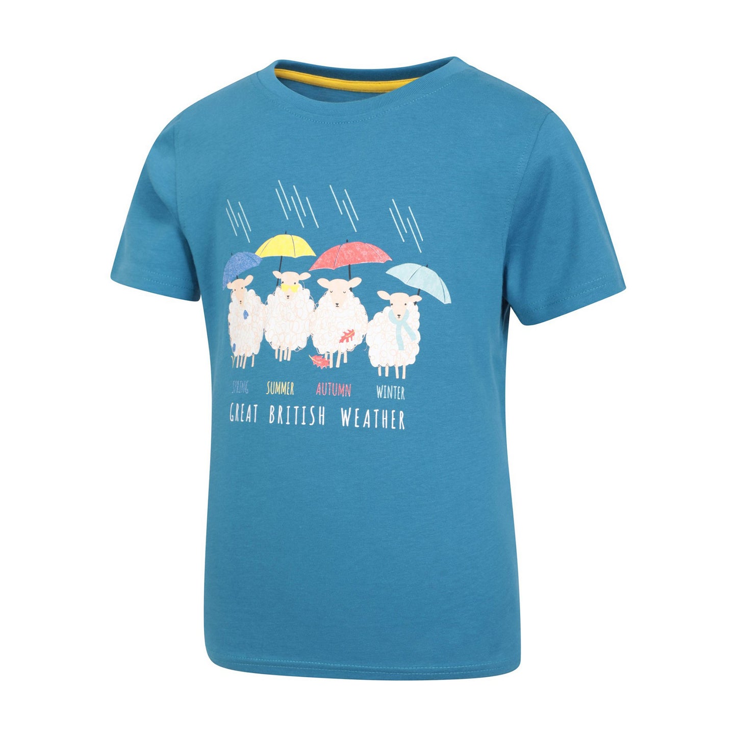 Turquoise - Side - Mountain Warehouse Childrens-Kids British Weather Organic T-Shirt