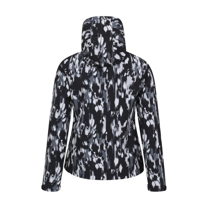 Jet Black - Back - Mountain Warehouse Womens-Ladies Exodus Patterned Water Resistant Soft Shell Jacket