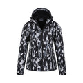 Jet Black - Pack Shot - Mountain Warehouse Womens-Ladies Exodus Patterned Water Resistant Soft Shell Jacket