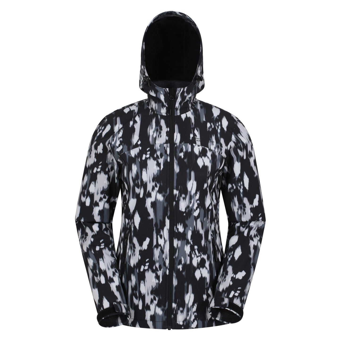 Jet Black - Front - Mountain Warehouse Womens-Ladies Exodus Patterned Water Resistant Soft Shell Jacket