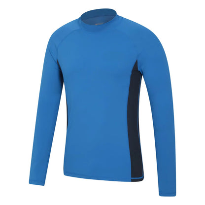 Bright Blue - Side - Mountain Warehouse Mens Long-Sleeved Rash Guard