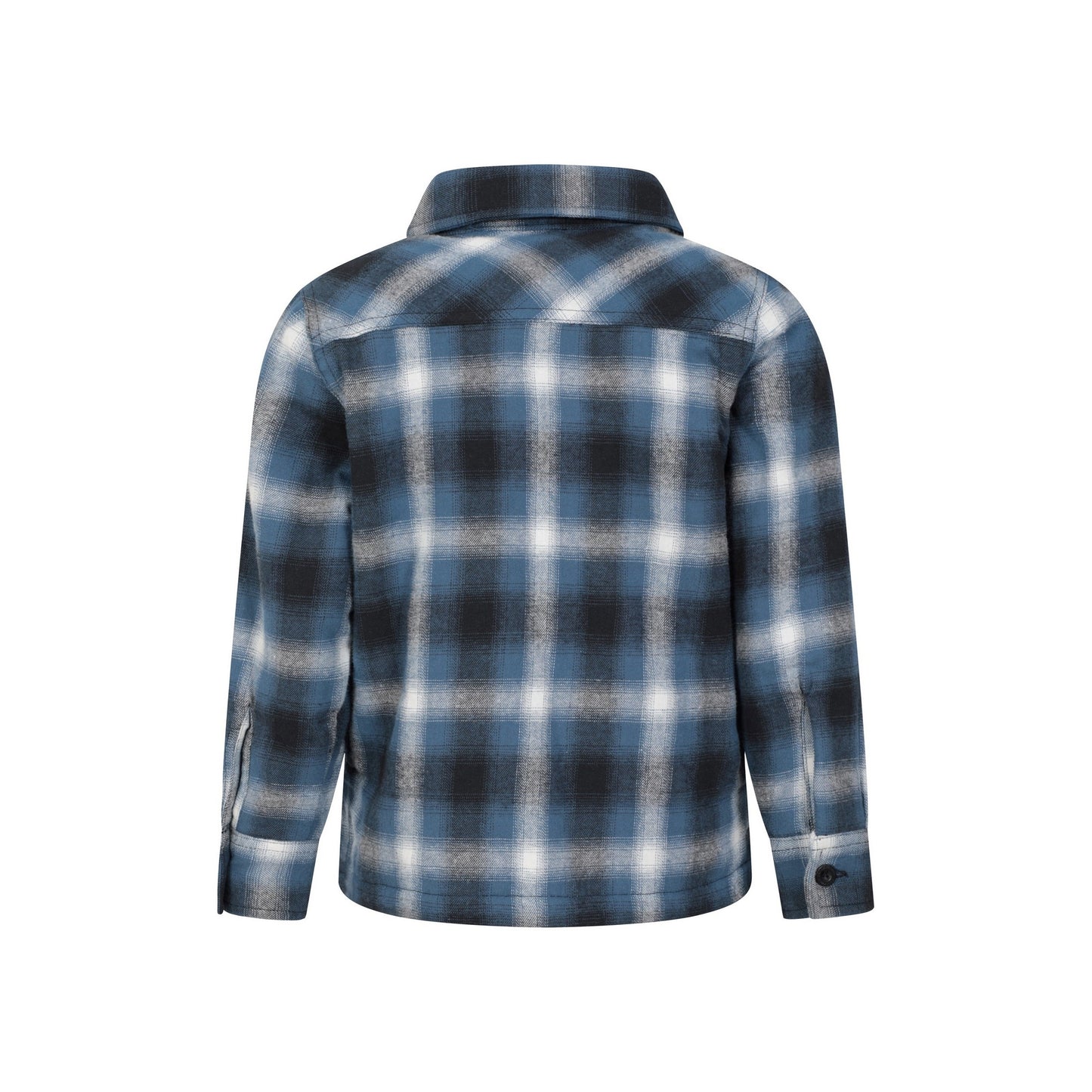 Blue - Back - Mountain Warehouse Childrens-Kids Stream Checked Borg Lined Full Zip Shirt Jacket