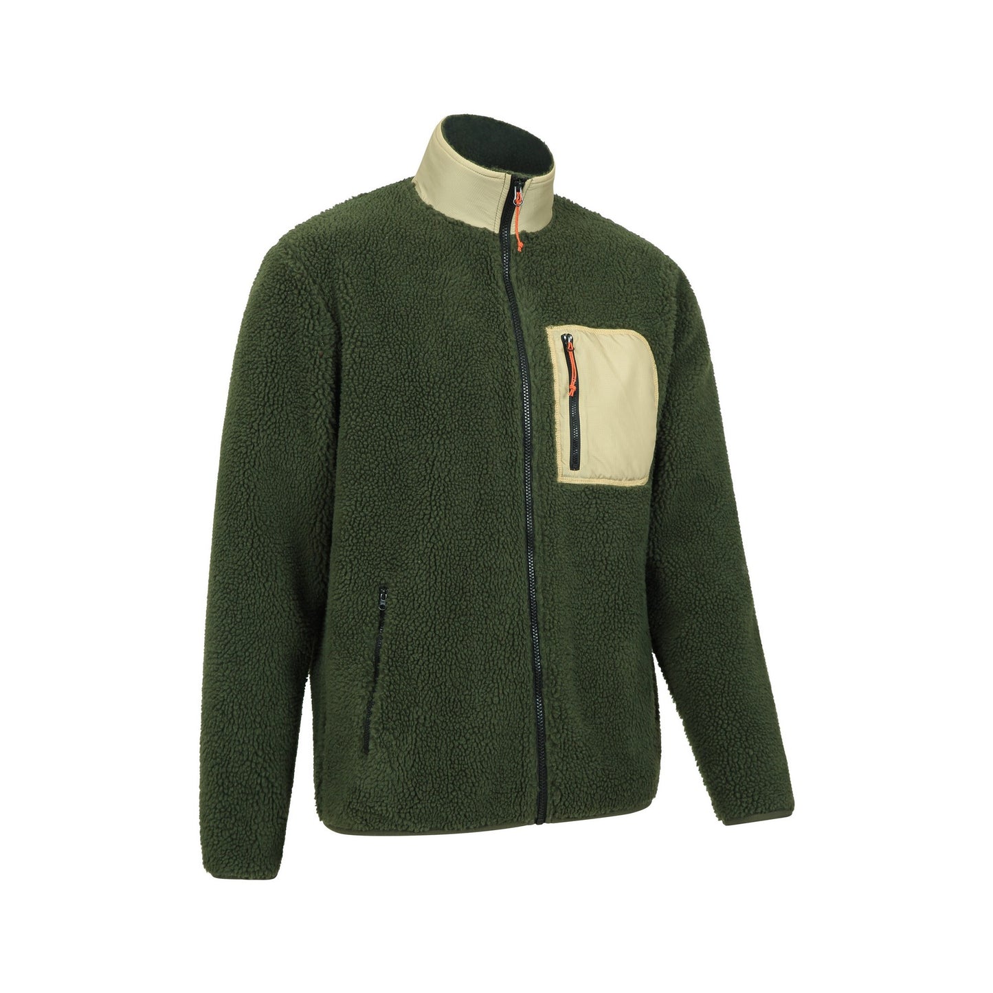 Dark Khaki - Side - Mountain Warehouse Mens Whitby Borg Fleece Jacket