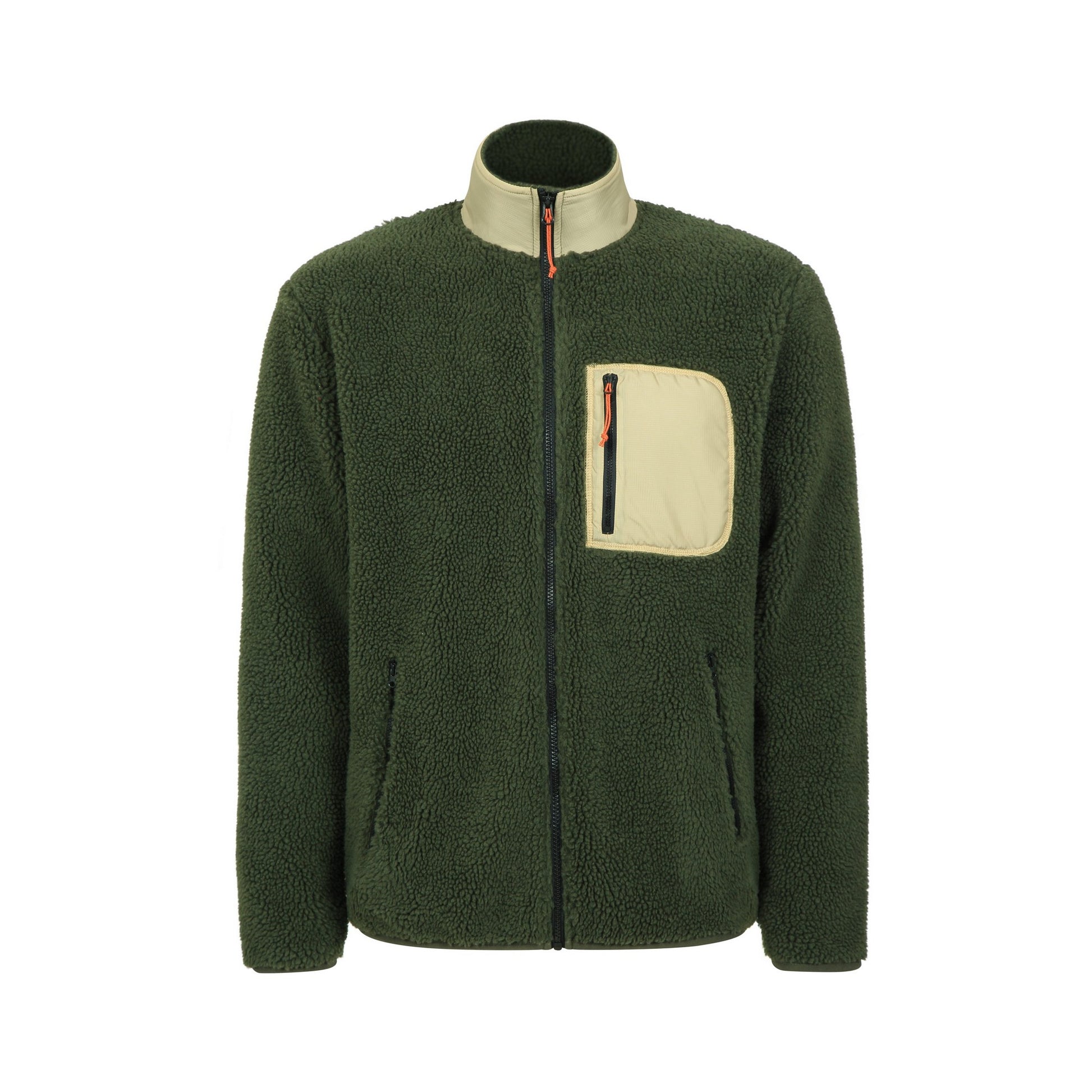 Dark Khaki - Front - Mountain Warehouse Mens Whitby Borg Fleece Jacket