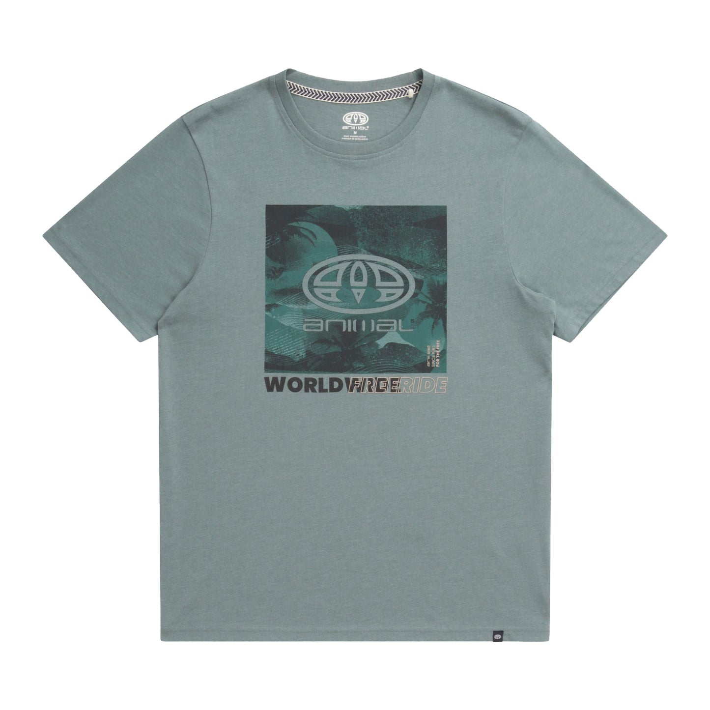 Khaki Green - Front - Animal Mens Jacob Graphic Print Organic T-Shirt