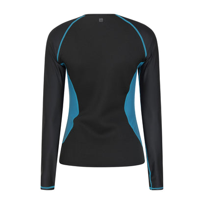Teal - Back - Mountain Warehouse Womens-Ladies Fistral Contrast Detail Rash Top
