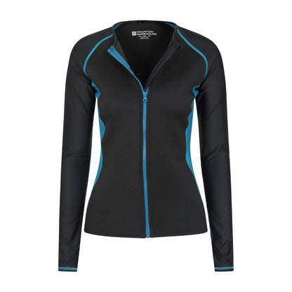 Teal - Pack Shot - Mountain Warehouse Womens-Ladies Fistral Contrast Detail Rash Top