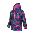 Magenta Purple - Side - Mountain Warehouse Childrens-Kids Exodus II Marble Effect Water Resistant Soft Shell Jacket