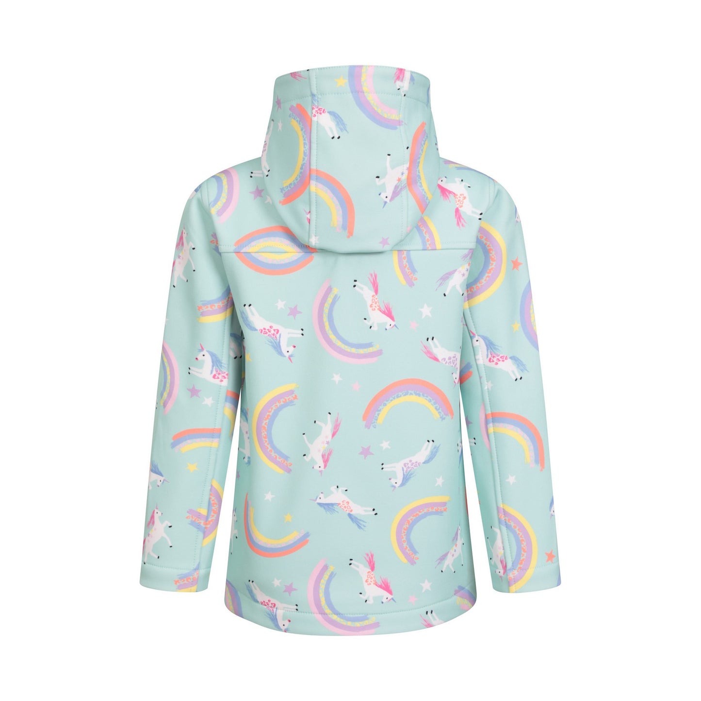 Mint - Back - Mountain Warehouse Childrens-Kids Exodus II Unicorn And Rainbow Water Resistant Soft Shell Jacket
