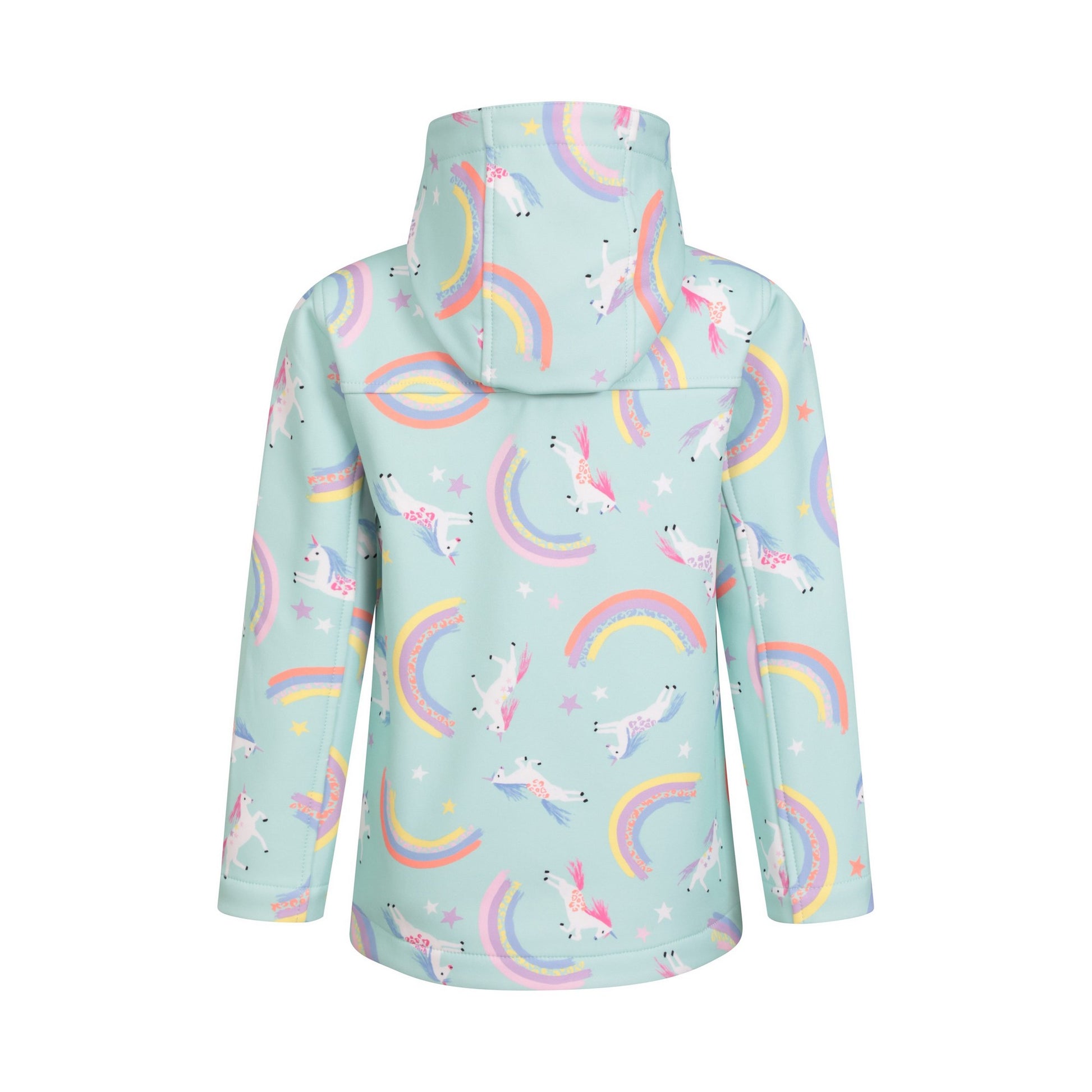 Mint - Back - Mountain Warehouse Childrens-Kids Exodus II Unicorn And Rainbow Water Resistant Soft Shell Jacket