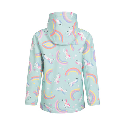Mint - Back - Mountain Warehouse Childrens-Kids Exodus II Unicorn And Rainbow Water Resistant Soft Shell Jacket