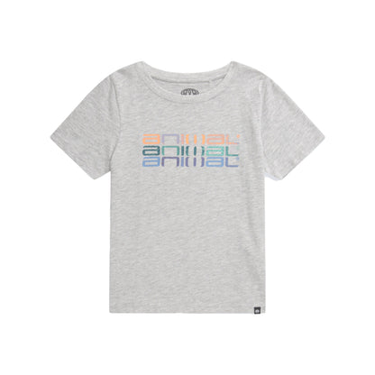 Grey - Front - Animal Childrens-Kids Charley Stacked Logo Organic T-Shirt
