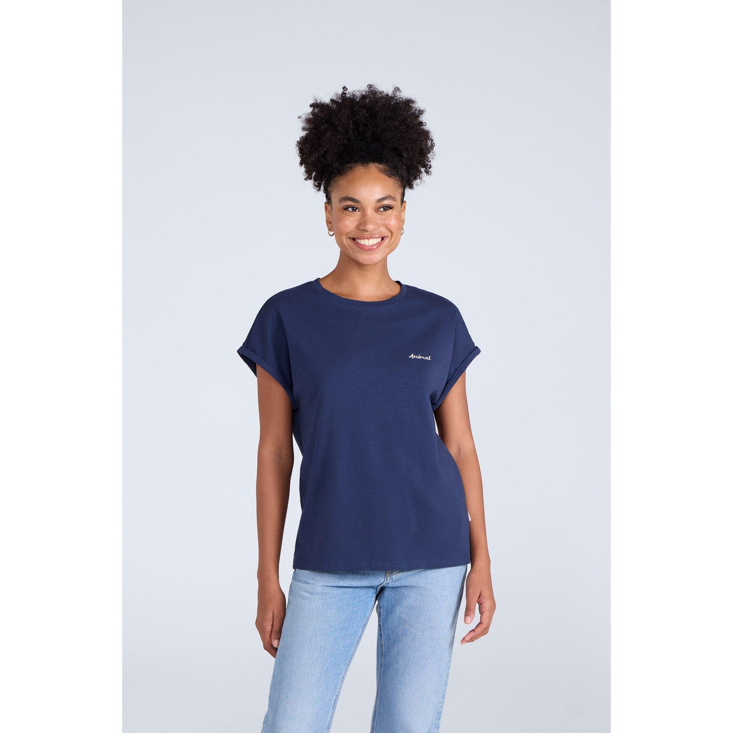 Dark Blue - Front - Animal Womens-Ladies Holly Logo Organic T-Shirt