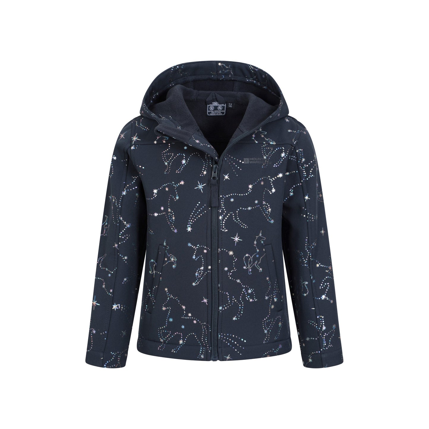 Black - Pack Shot - Mountain Warehouse Childrens-Kids Exodus II Unicorn Water Resistant Soft Shell Jacket