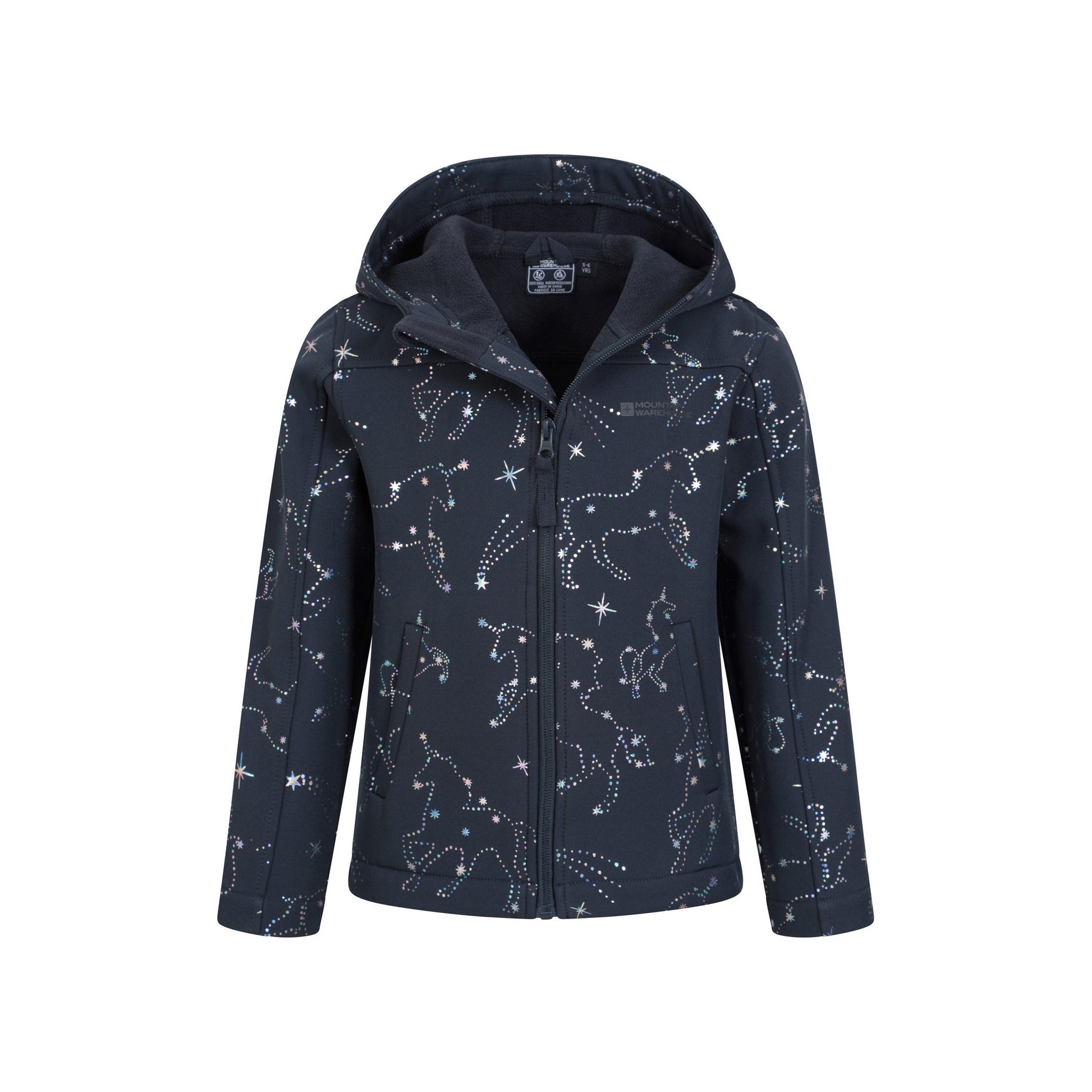 Black - Pack Shot - Mountain Warehouse Childrens-Kids Exodus II Unicorn Water Resistant Soft Shell Jacket