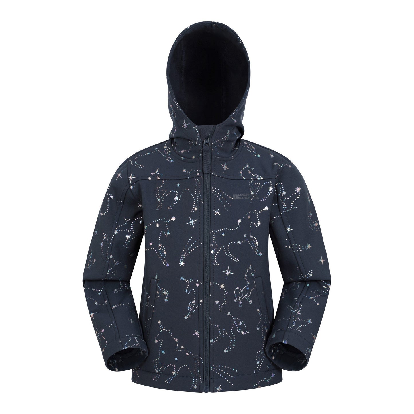 Black - Front - Mountain Warehouse Childrens-Kids Exodus II Unicorn Water Resistant Soft Shell Jacket