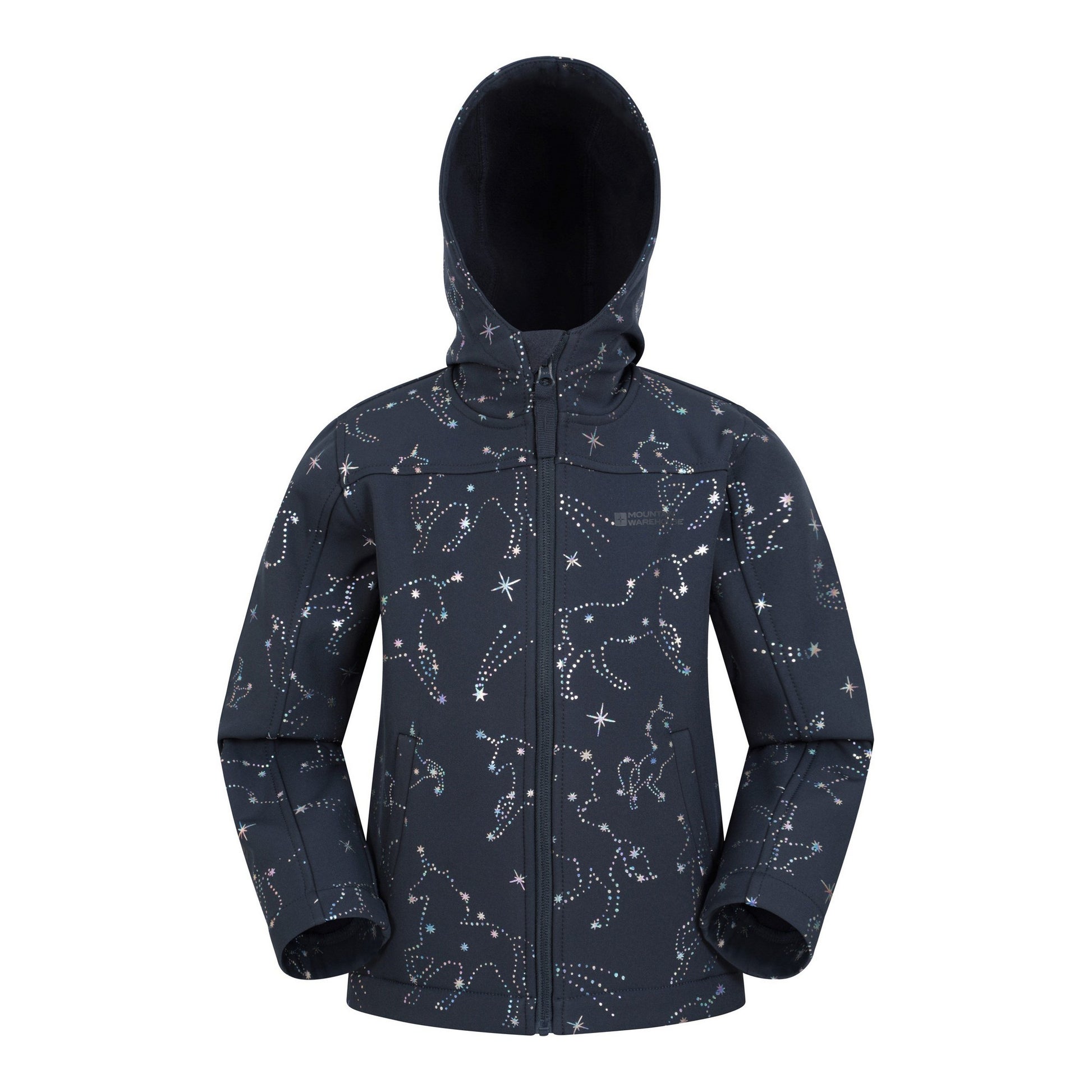 Black - Front - Mountain Warehouse Childrens-Kids Exodus II Unicorn Water Resistant Soft Shell Jacket