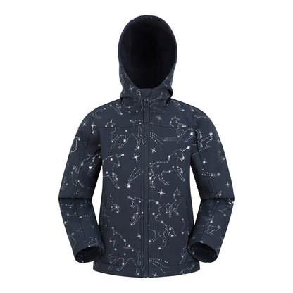 Black - Front - Mountain Warehouse Childrens-Kids Exodus II Unicorn Water Resistant Soft Shell Jacket