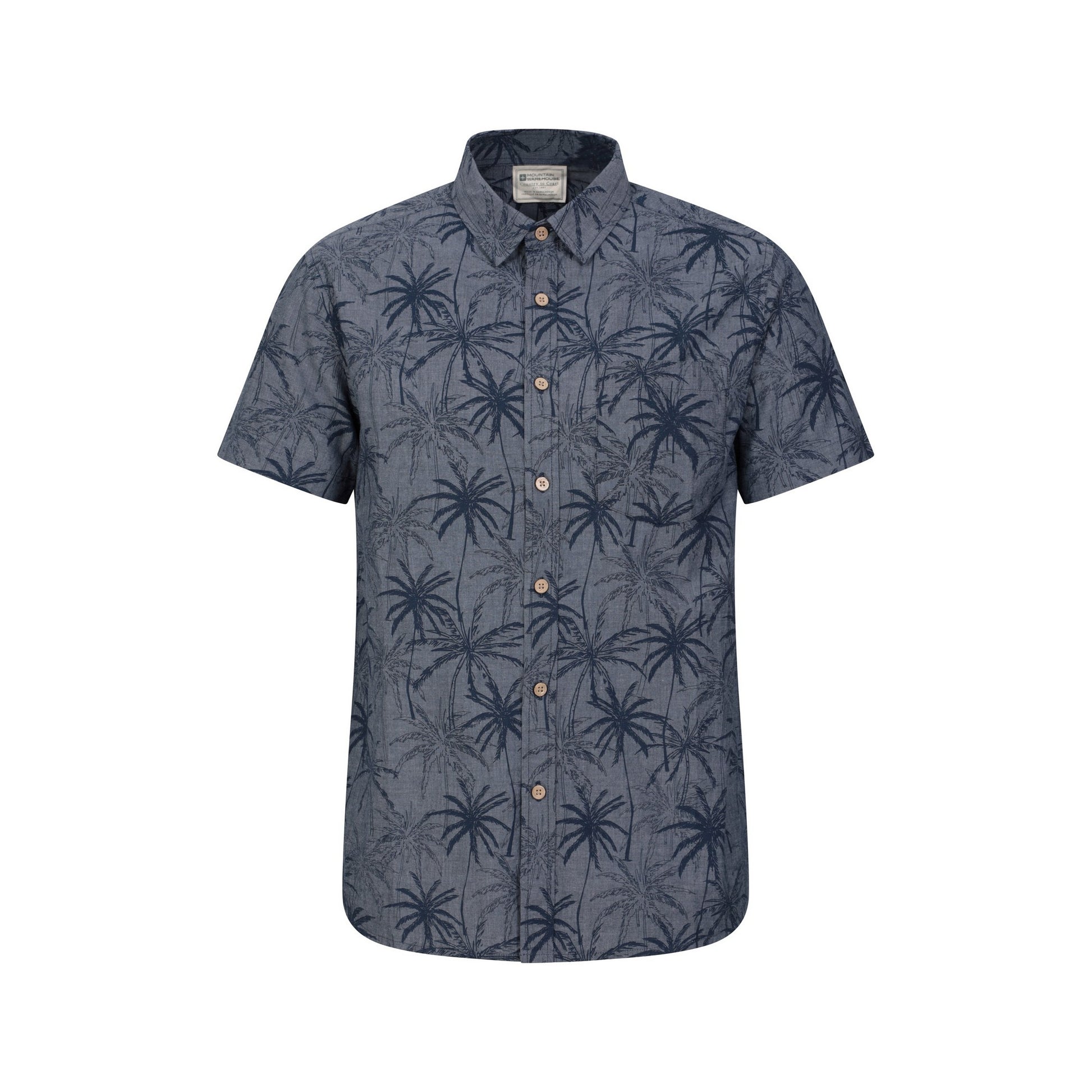 Dark Blue - Front - Mountain Warehouse Mens Tropical Palm Tree Shirt