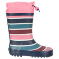 Pink - Back - Mountain Warehouse Childrens-Kids Rainbow Striped Wellington Boots