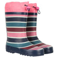 Pink - Close up - Mountain Warehouse Childrens-Kids Rainbow Striped Wellington Boots