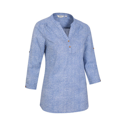 Corn Blue - Side - Mountain Warehouse Womens-Ladies Petra All-Over Print 3-4 Sleeve Shirt